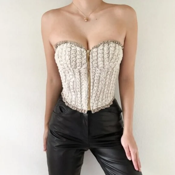 sororité | Tops | Vintage Sororit White Rose Bustier Corset | Poshmark 